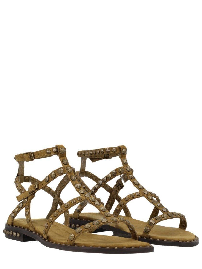 Ash Neutrals Precious Studded Cage Leather Sandals