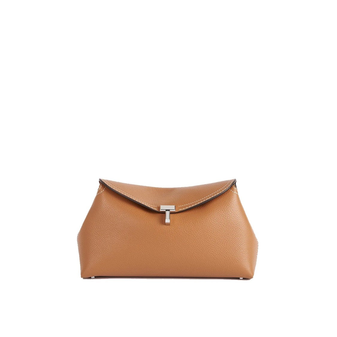 Totême T-Lock Grained-Leather Clutch Bag