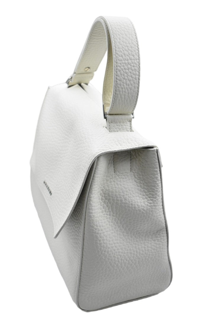 Orciani Beige Hammered Leather Hidden Opening Handbag