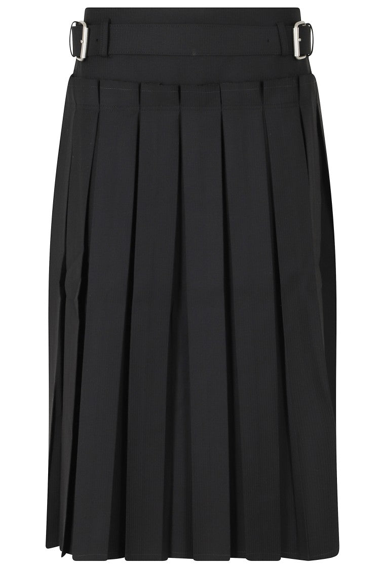 La Piscine Pleated Side-Zip Structured Midi Skirt