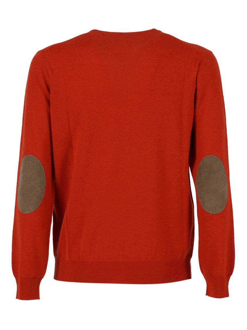 Kangra Cashmere Crew Neck Sweater With Alcantara Elbow Patches