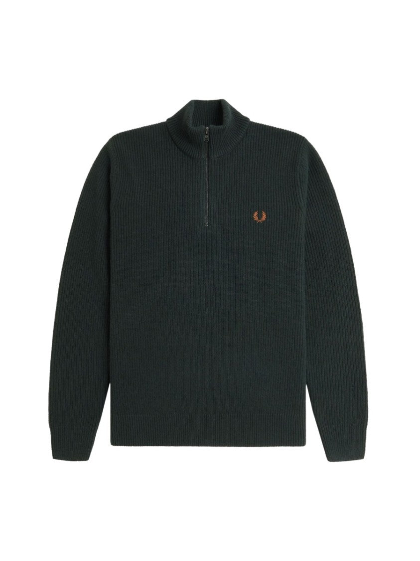 Fred Perry High Collar Zip Closure Sweater