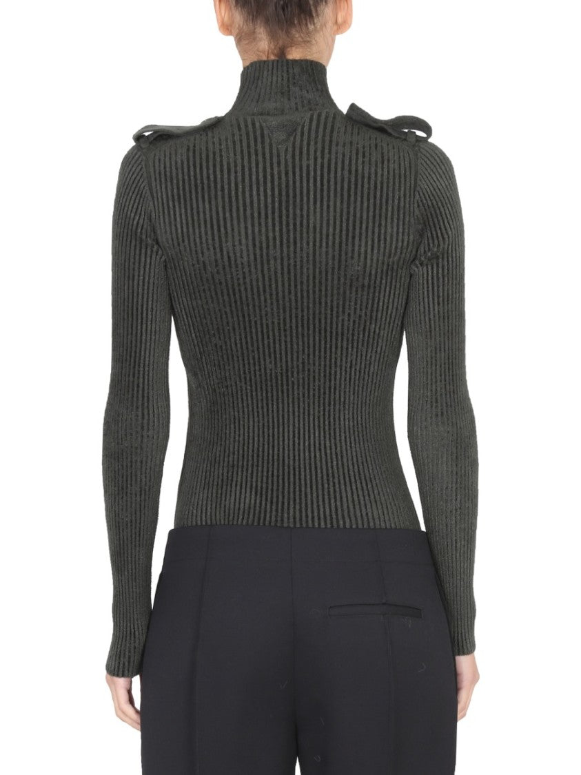 Bottega Veneta Military-Inspired High Collar Bottega Veneta Top
