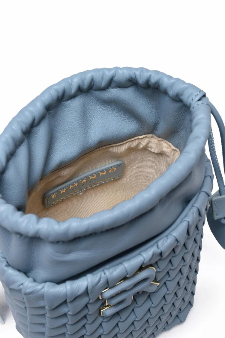 Ermanno Firenze Light Blue Polyurethane Bucket Teagan Bag