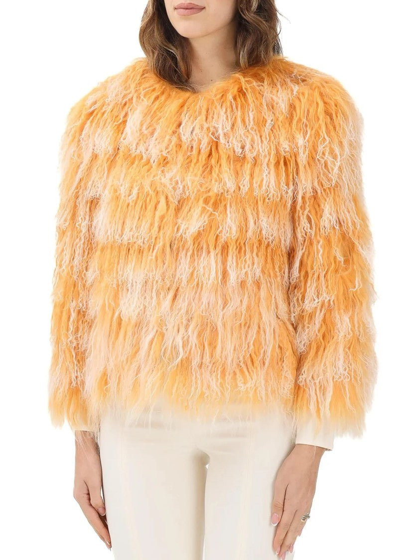 Mehran Orange Hair Cropped Jacket