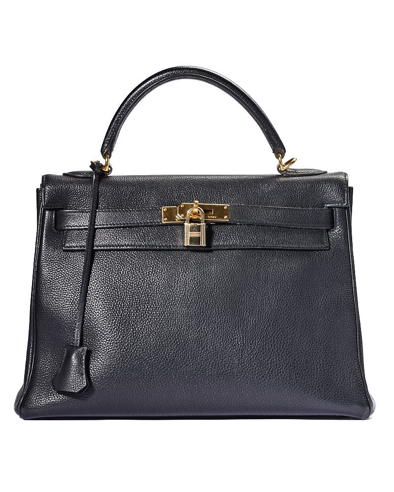 Hermès Kelly 32 Black Smooth Grain Calfskin