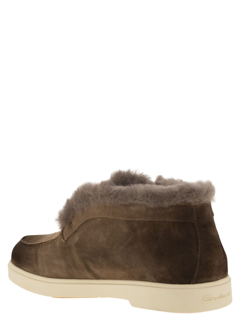 Santoni Suede And Fur Desert Boot