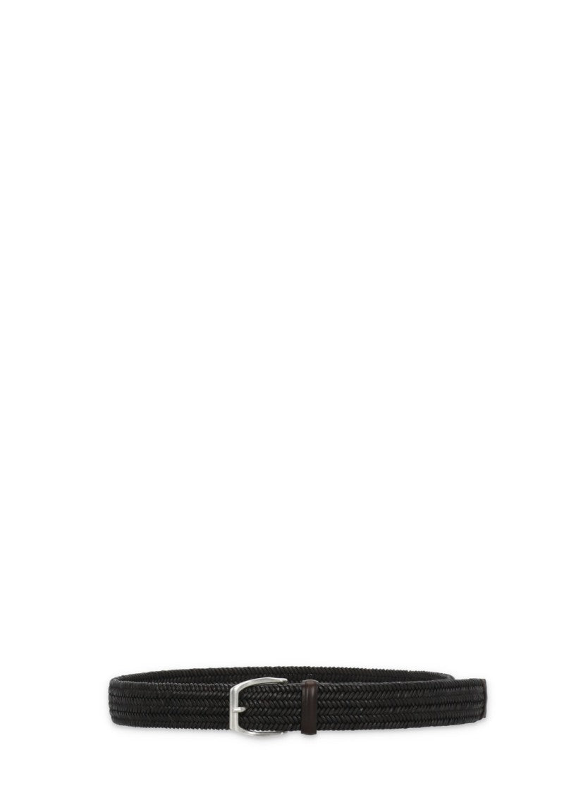 Orciani Textured Wide Leather Belt With Classic Buckle From Orciani