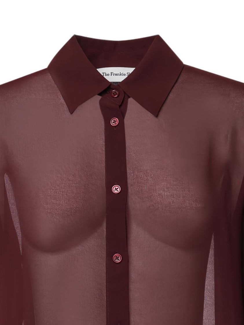 The Frankie Shop Translucent Long-Sleeve Classic Collar Shirt