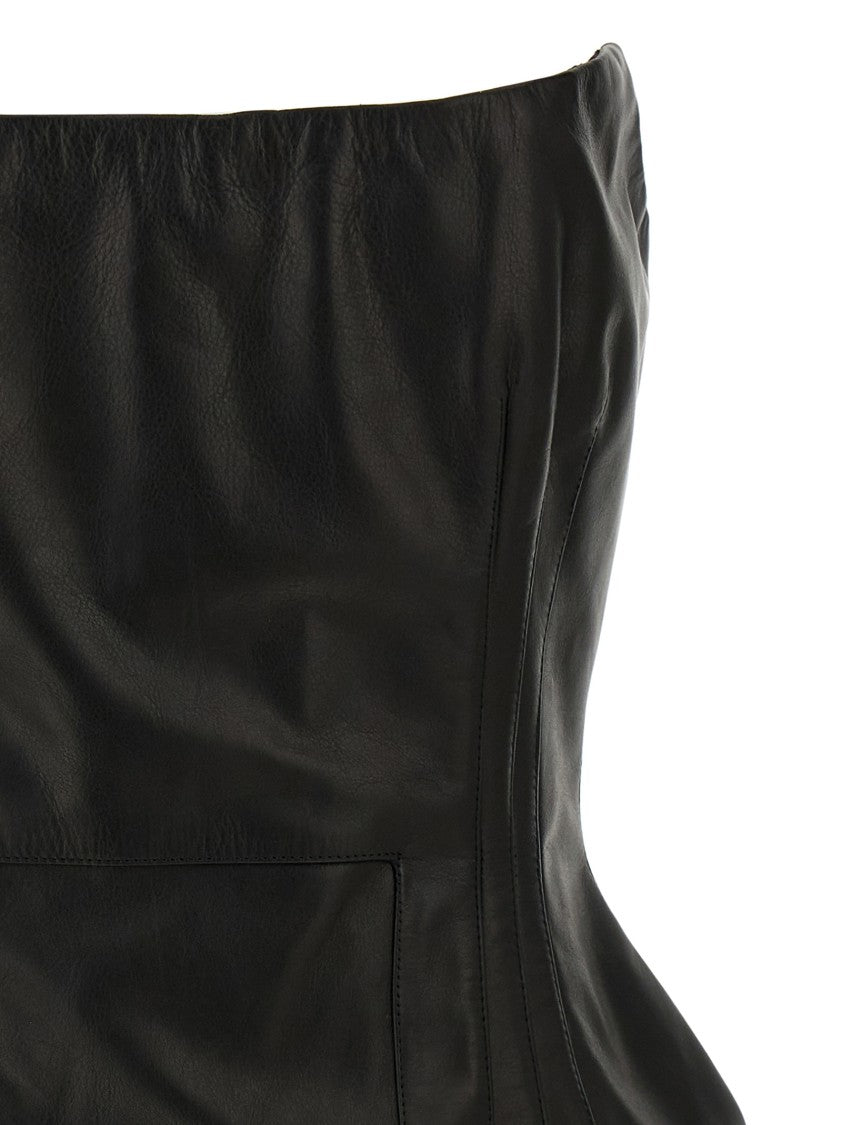 Magda Butrym Off-The-Shoulder Leather Mini Dress