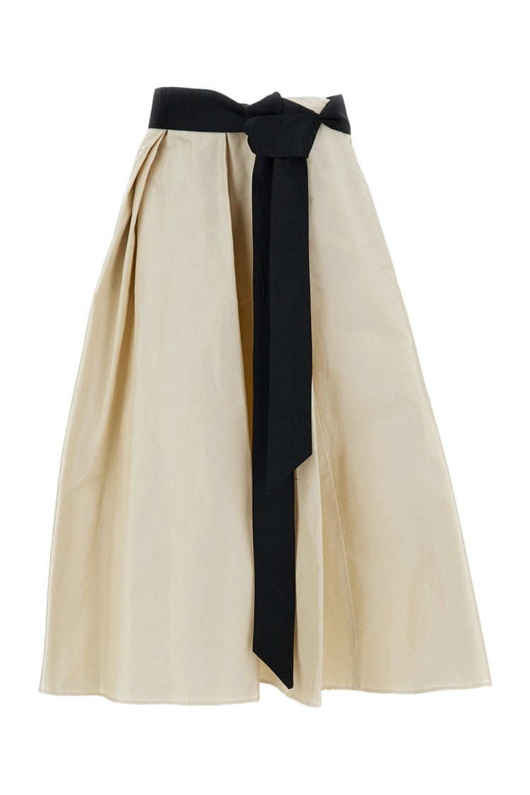 Max Mara White Baschi Pleated Cotton Skirt
