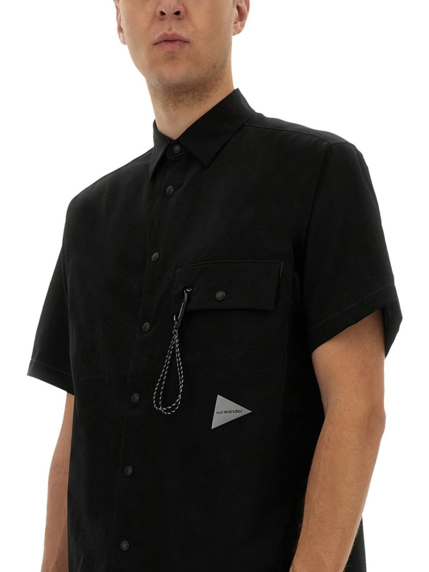 And Wander Black Short-Sleeved Shirt