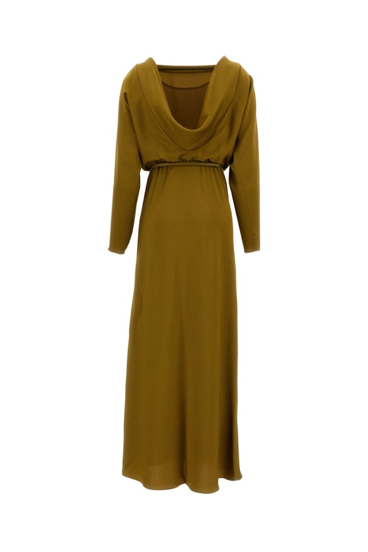 Max Mara Olive Green Long-Sleeved Maxi Dress
