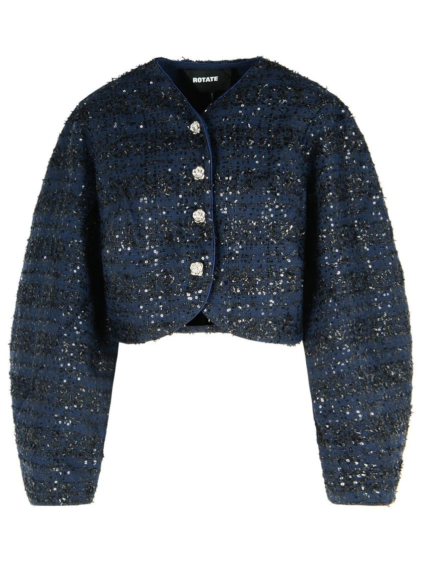Rotate Dark Blue Polyester Short Jacket