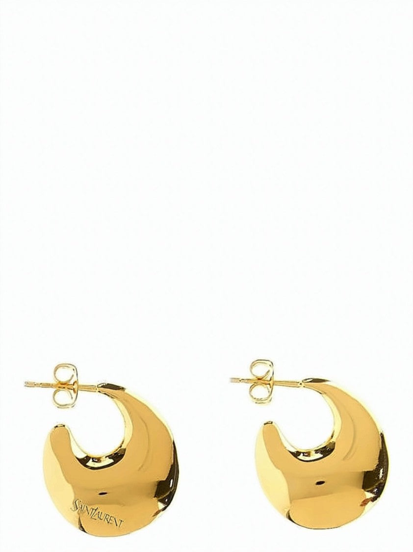 Saint Laurent Crescent Hoop Earrings With Polished Finish