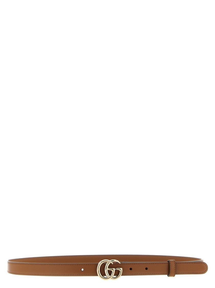 Gucci Brown Calfskin Leather Gg Marmont Belt