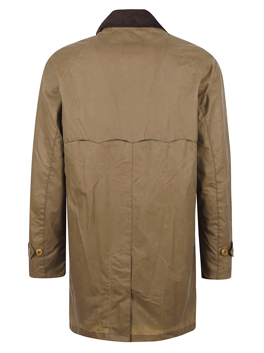 Barbour Waxed Trench Coat With Corduroy Collar