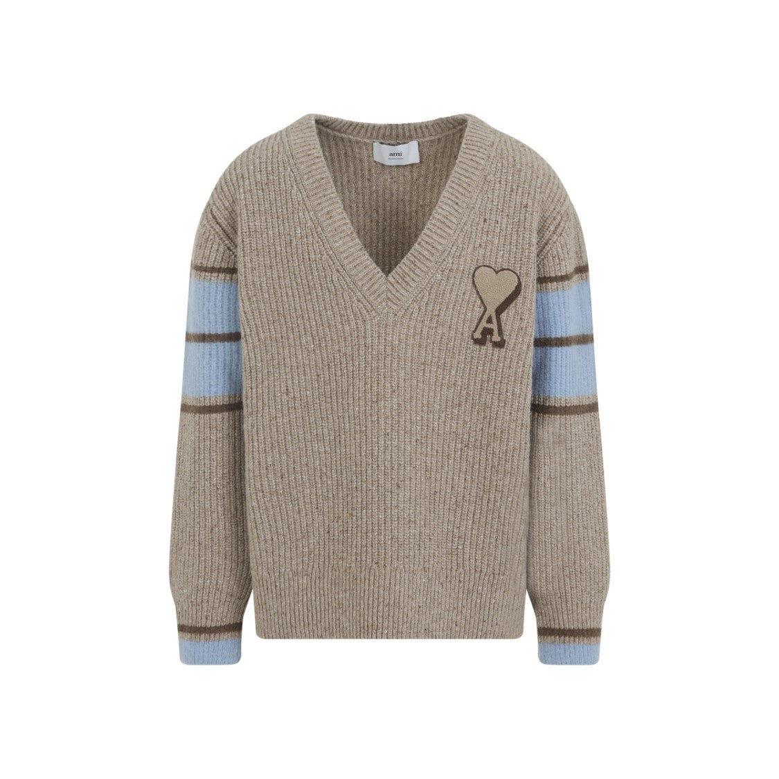 Ami College Beige Wool Sweater