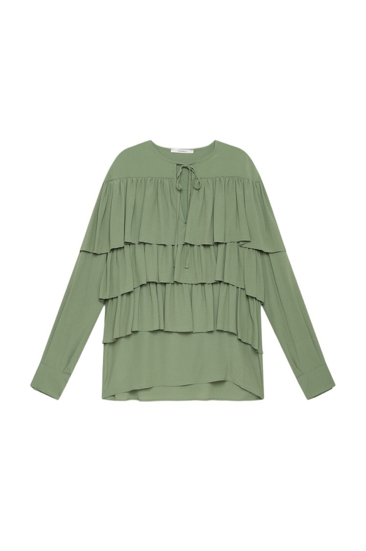 Maliparmi Crêpe De Chine Ruffle Tie-Closure Blouse