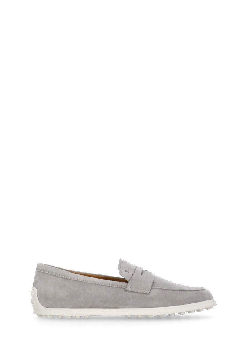 Tod's Grey Suede Leather Loafers