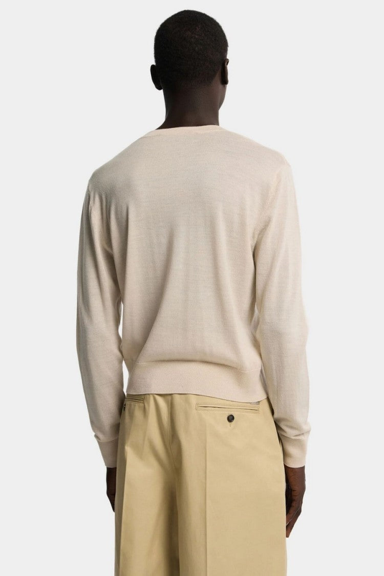 Dsquared2 Beige Wool Tonal Logo Crewneck Sweater