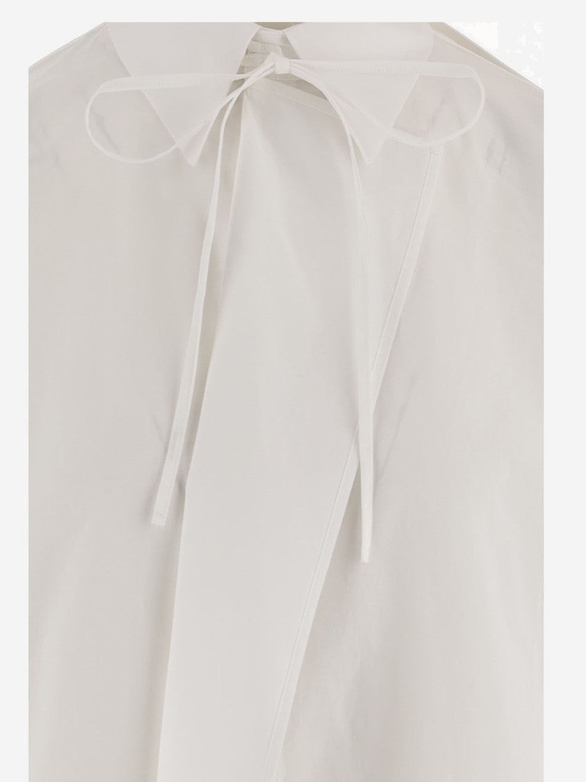 Niccolò Pasqualetti Cotton Shirt With Bow-Tie Collar And Asymmetrical Hem