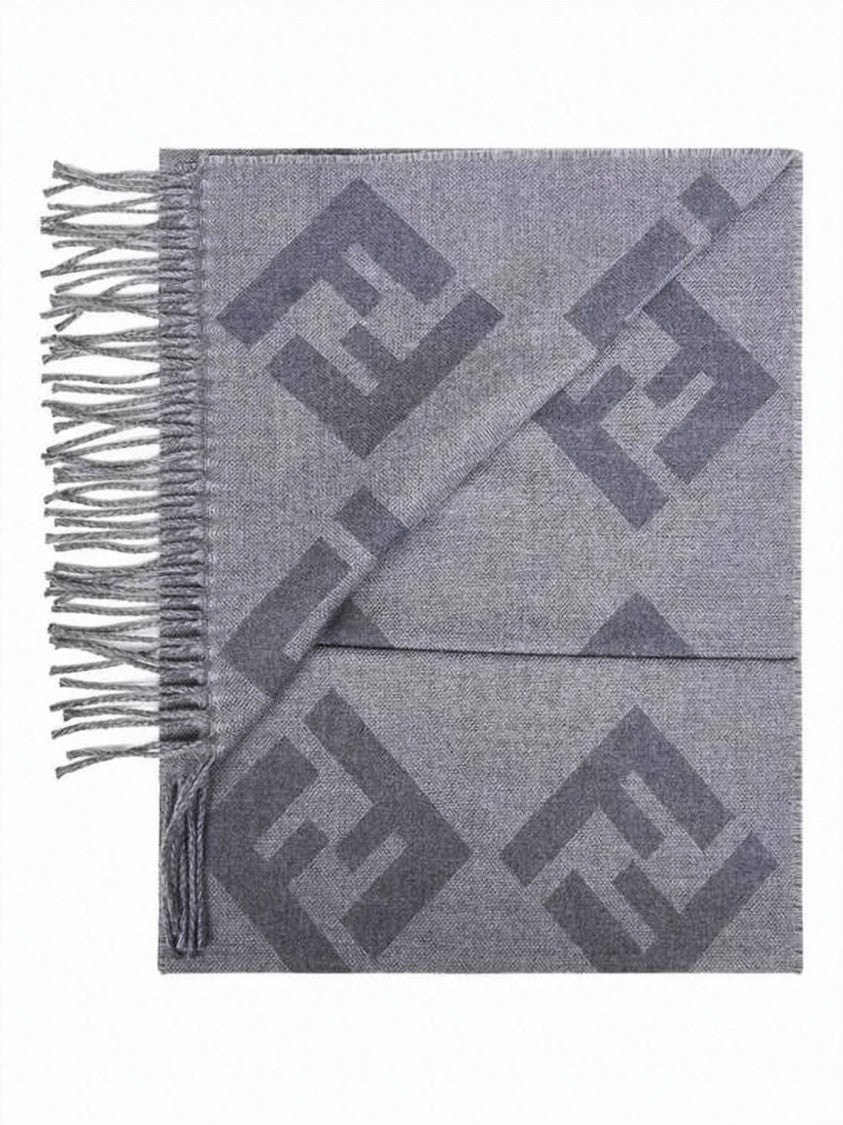 Fendi Wool Scarf With Interlocking Geometric Patterns