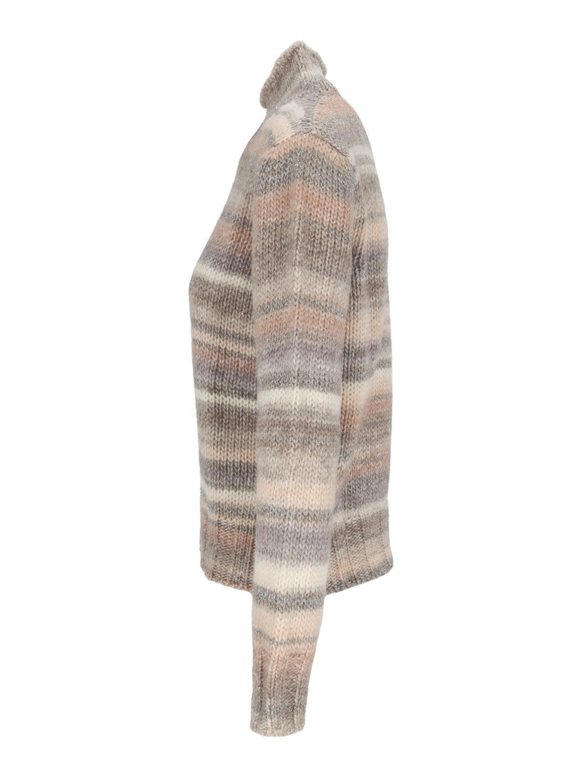 Kangra Cashmere Striped Turtleneck Sweater With Ribbed Detailing