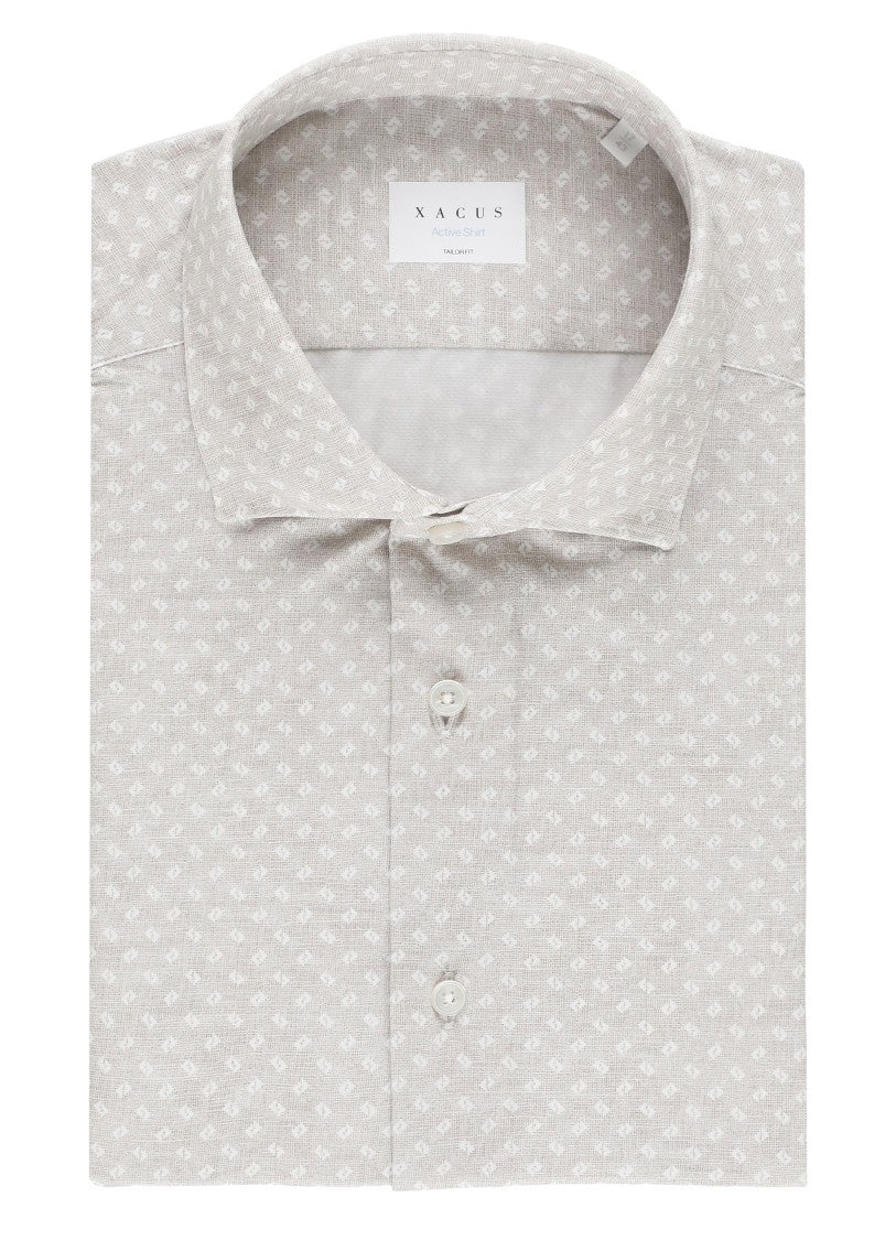 Xacus Beige White Geometric Active Shirt