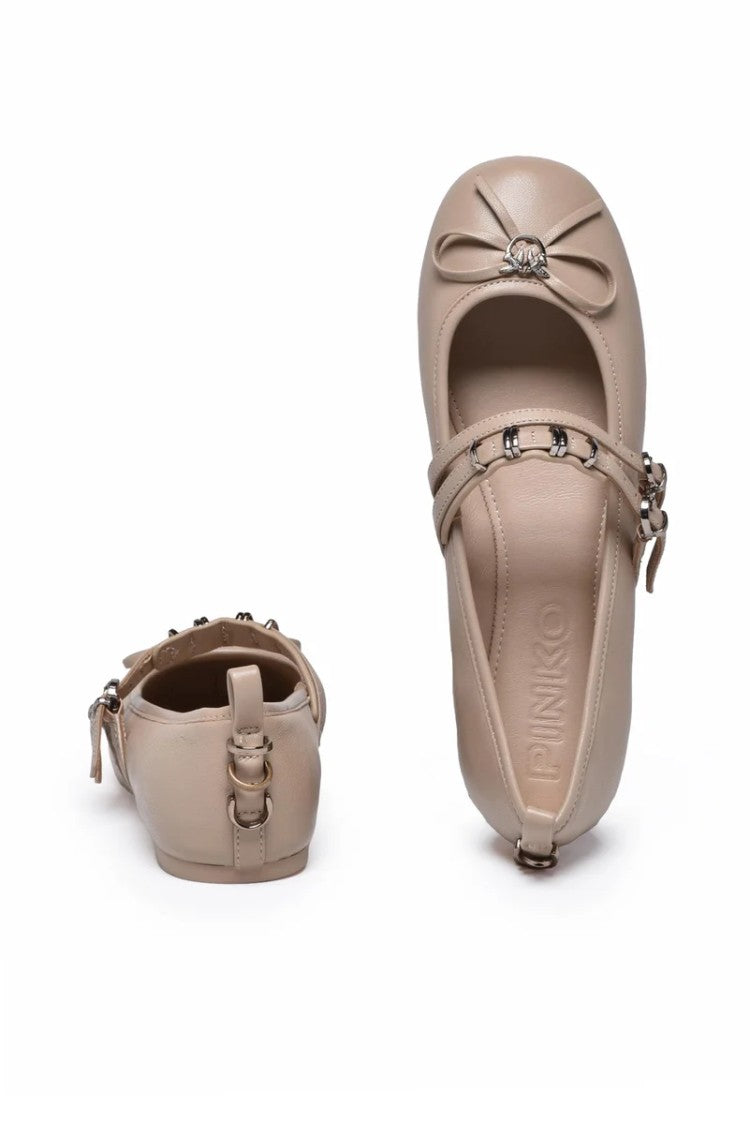 Pinko Leather Ballerinas - Beige