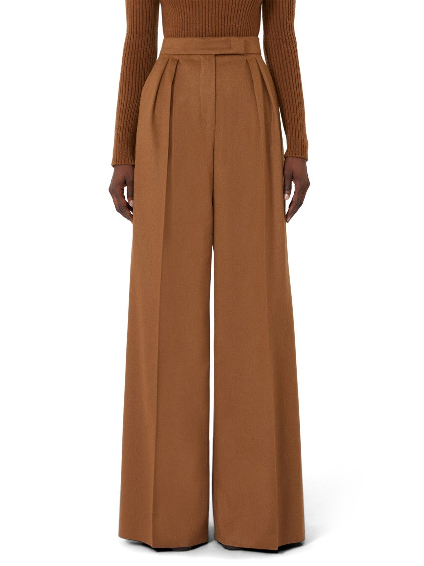 Max Mara Tailored Brown Leather Trousers With Minimalistic Design