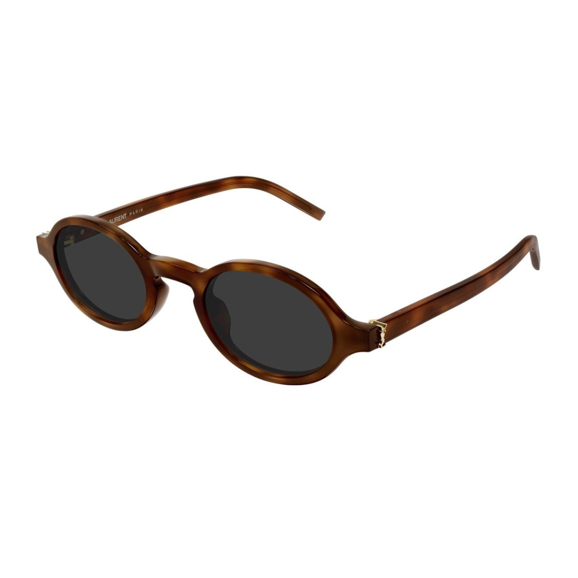 Saint Laurent Havana Monogram Acetate Oval Sunglasses