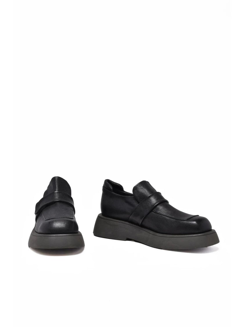 Ernesto Dolani Black Leather Platform Loafers