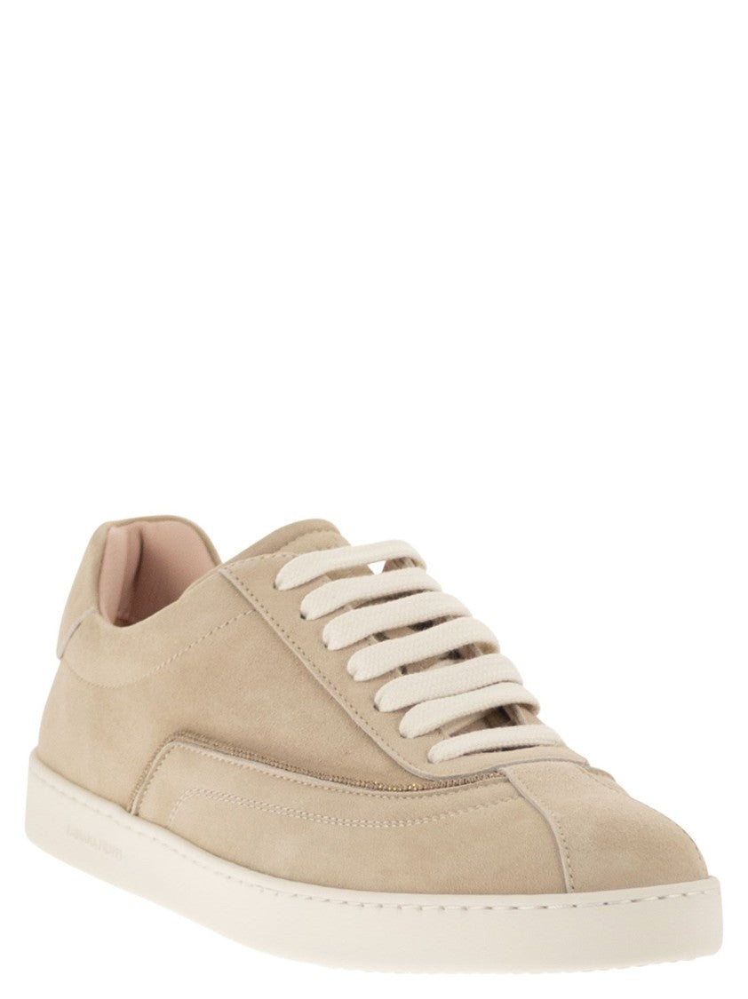 Fabiana Filippi Suede Trainers With Diamond Thread Embroidery