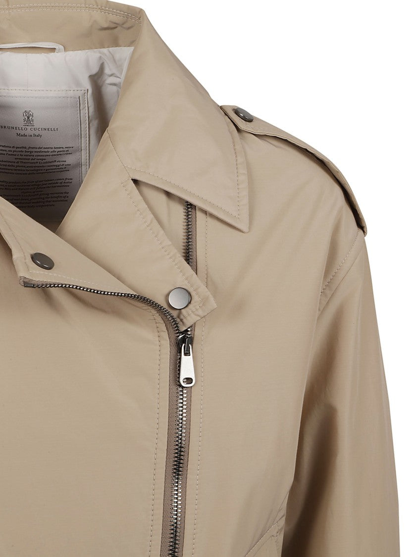 Brunello Cucinelli Cropped Jacket With Diagonal Zipper