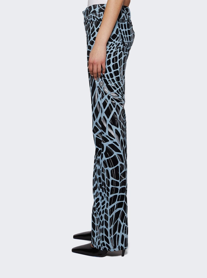 Mugler Velvet Print Straight Leg Jeans