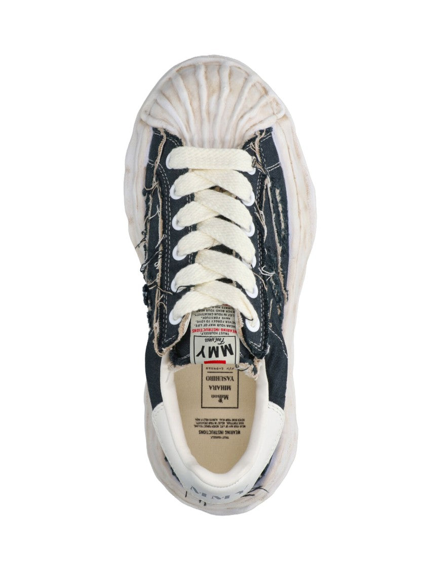Maison Mihara Yasuhiro Black Blakey Distressed Cotton Rugged Sneakers