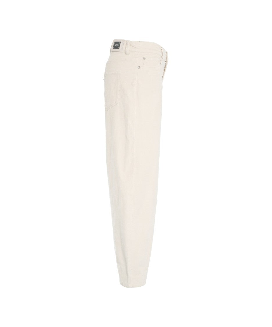 Liu Jo White Corduroy Trousers With Classic Five-Pocket Design