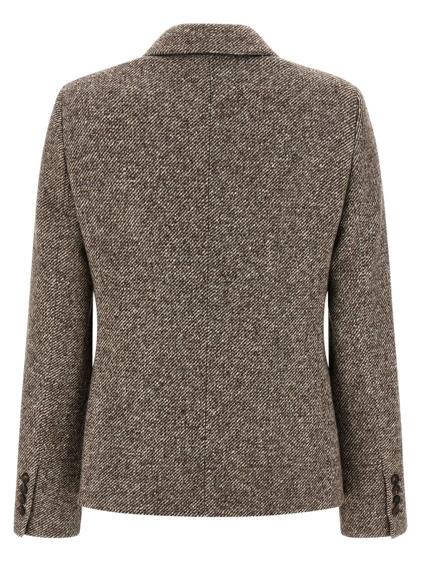 Brunello Cucinelli Double-Breasted Silk Blend Blazer