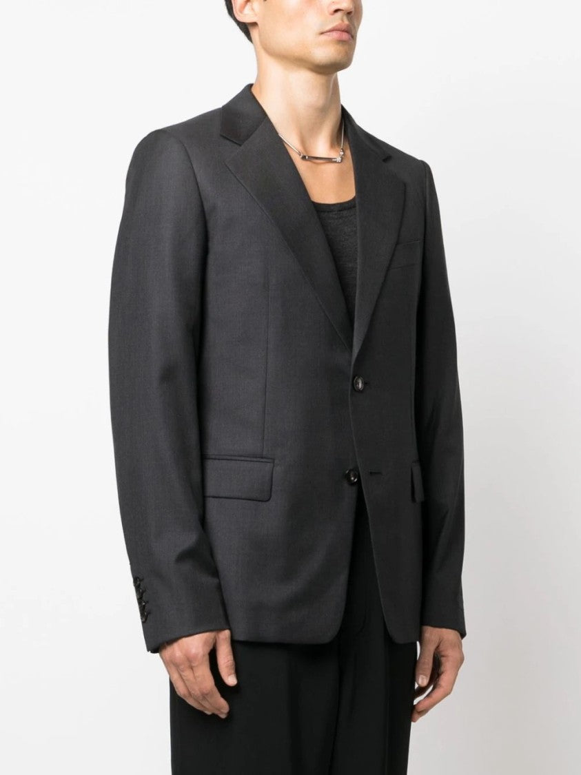 Lanvin Single-Breasted Charcoal Grey Virgin Wool Blazer