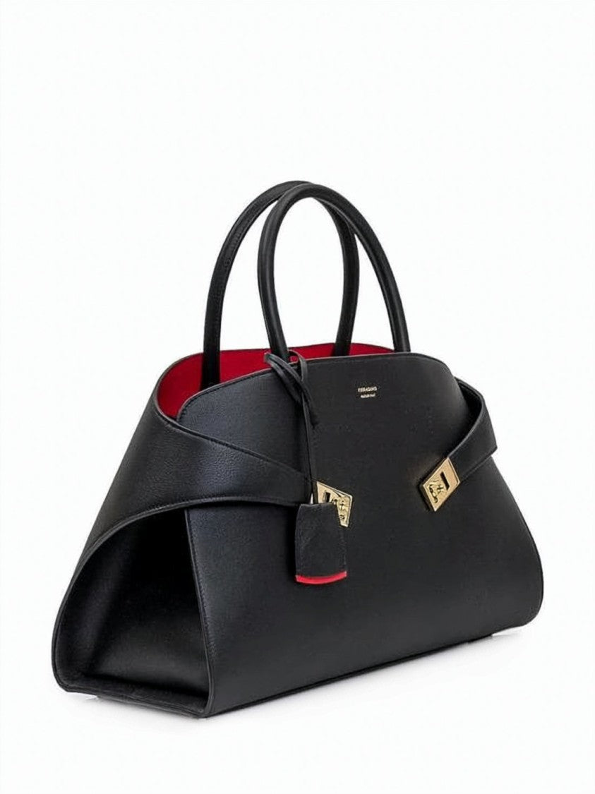 Salvatore Ferragamo Structured Calf Leather Shoulder Bag