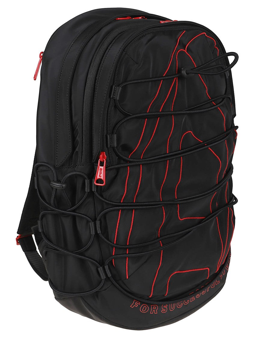 Diesel Black Backpack With Red Accents