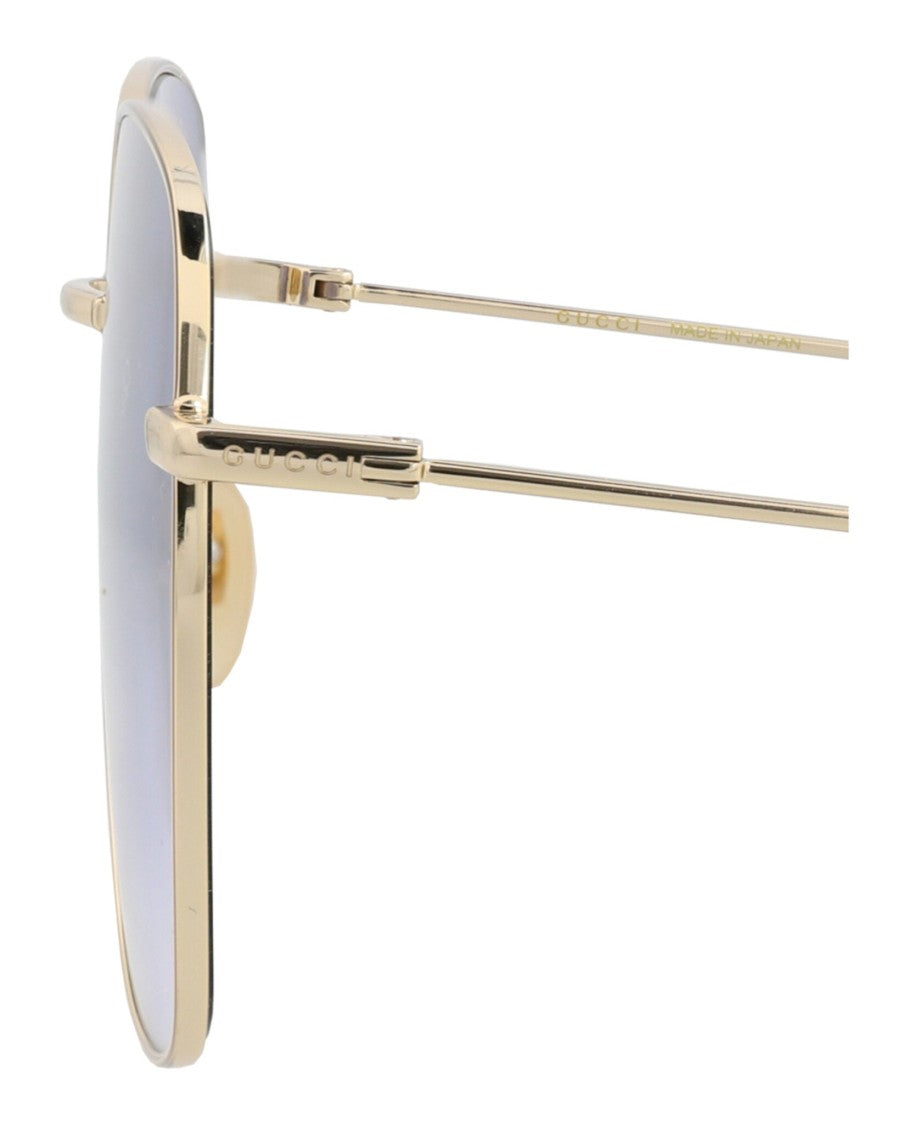 Gucci Square-Frame Metal Sunglasses With Gradient Lens