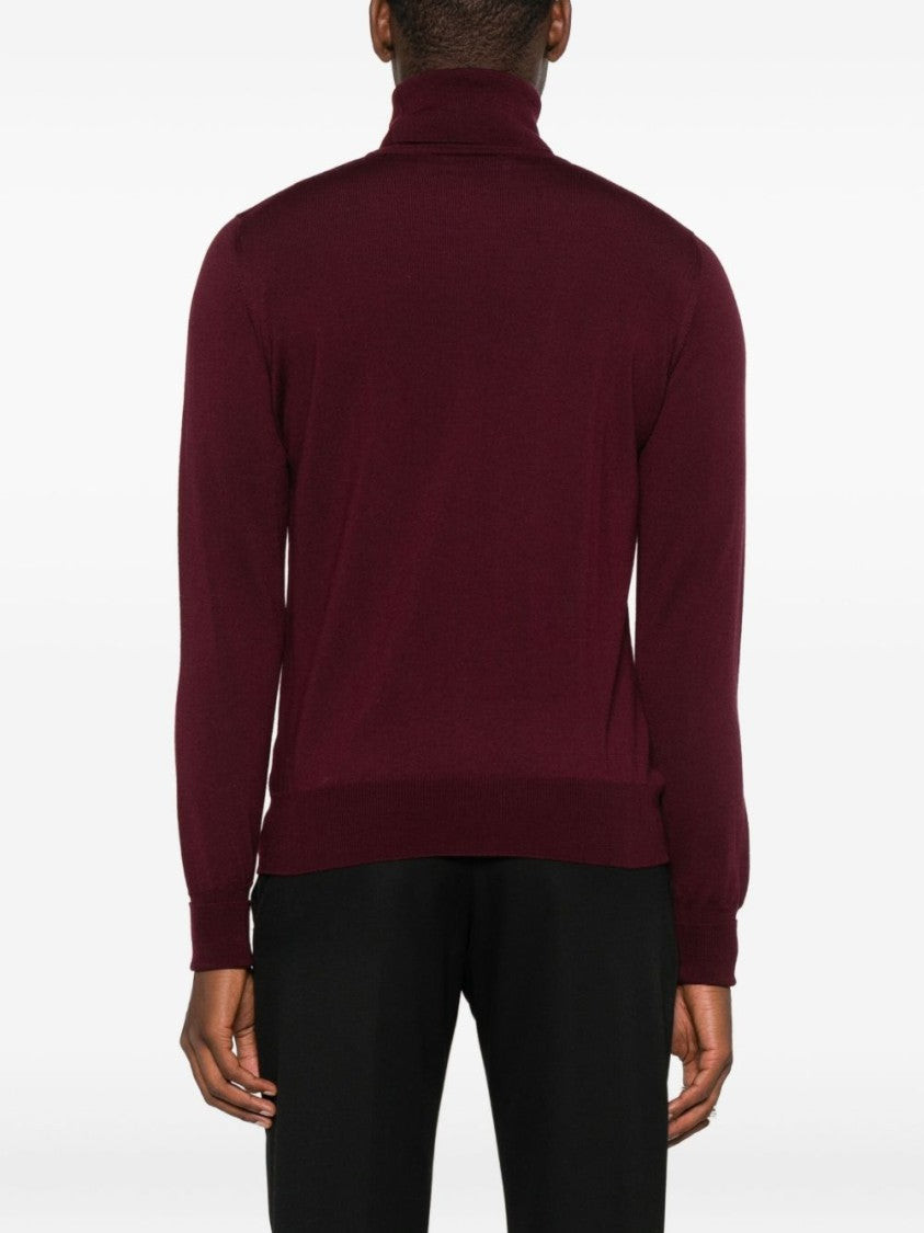 Alpha Studio Vibrant Red Merino Wool Turtleneck Sweater