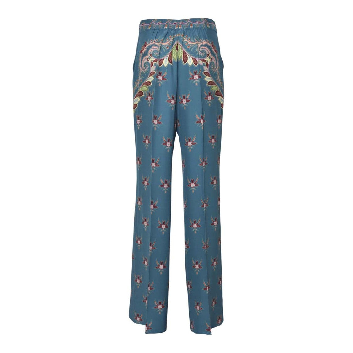 Etro Artistic Silk Trousers In Muted Avion Blue