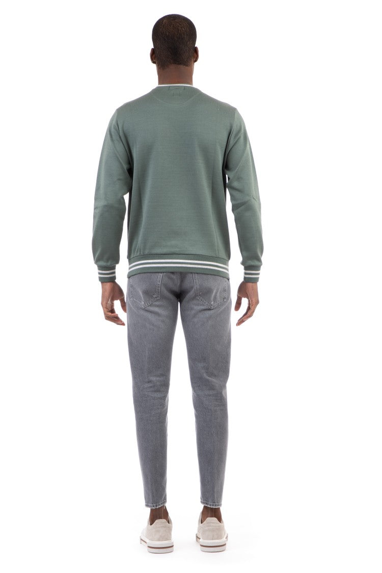 Eleventy Cotton Crewneck Sweatshirt With Trim
