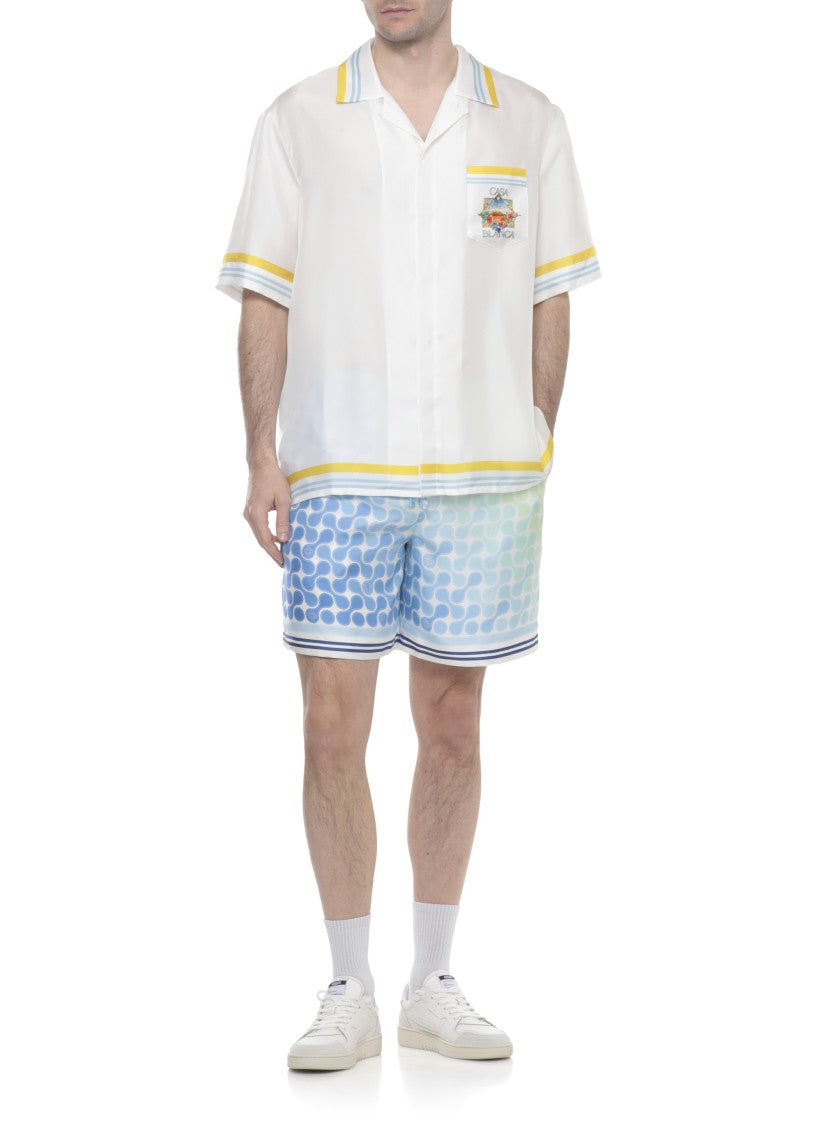 Casablanca Multicolor Tennis Tile Silk Bermuda Shorts