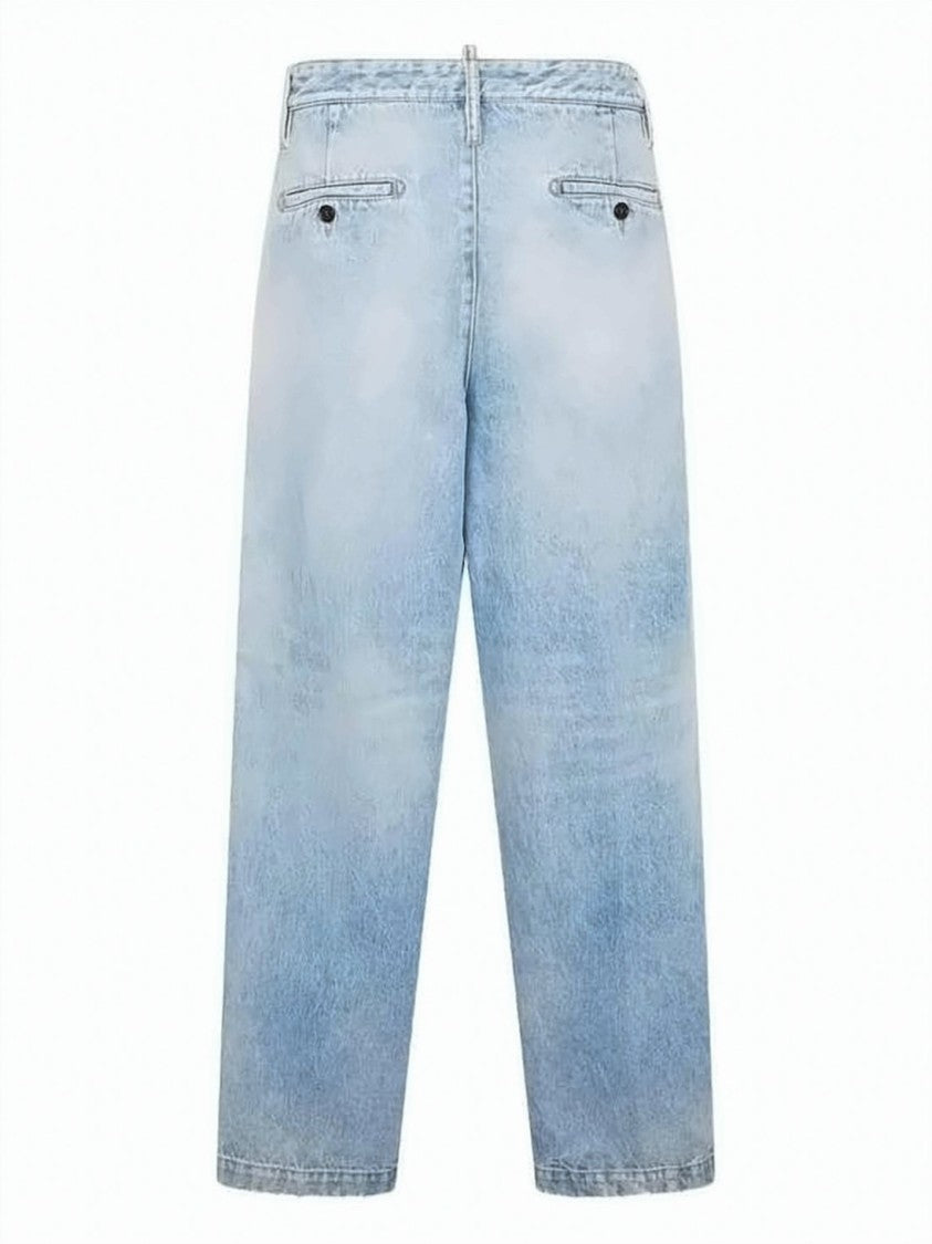 Dsquared2 Light Wash Denim Pants With Relaxed Fit