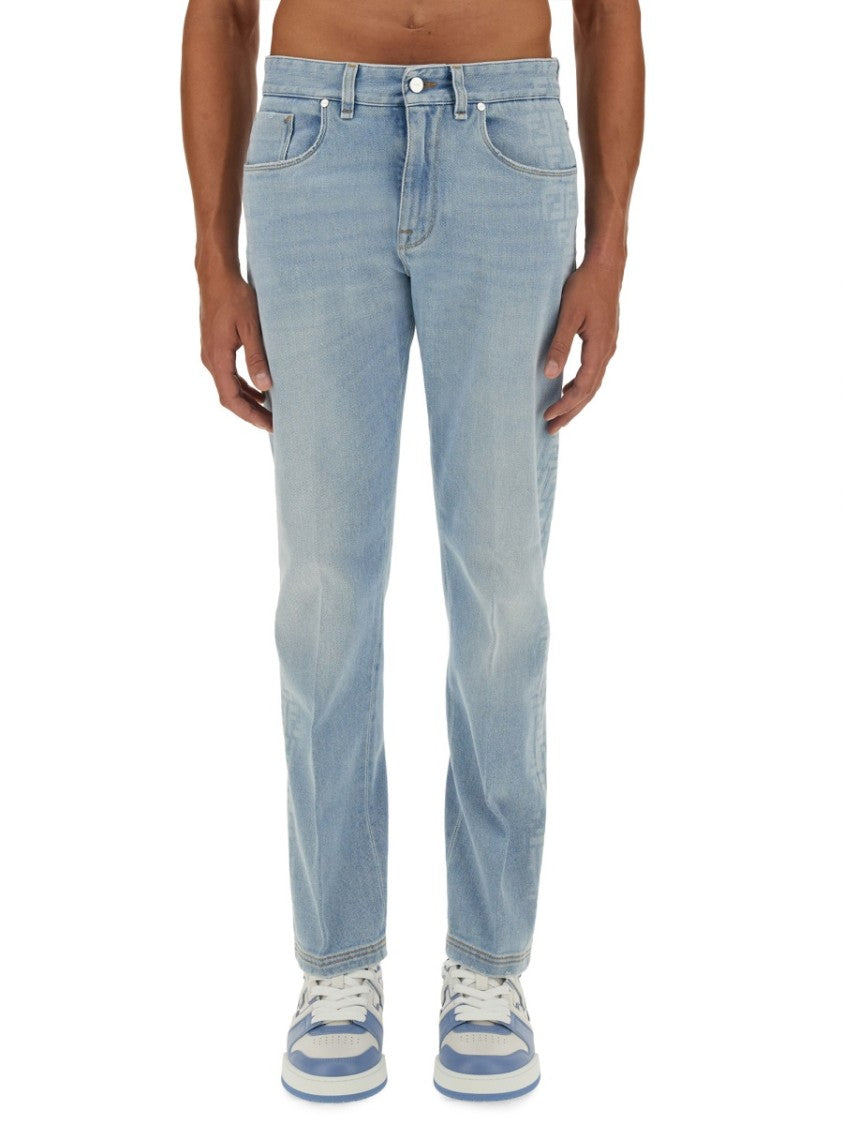 Fendi Light Wash Straight-Leg Denim Jeans