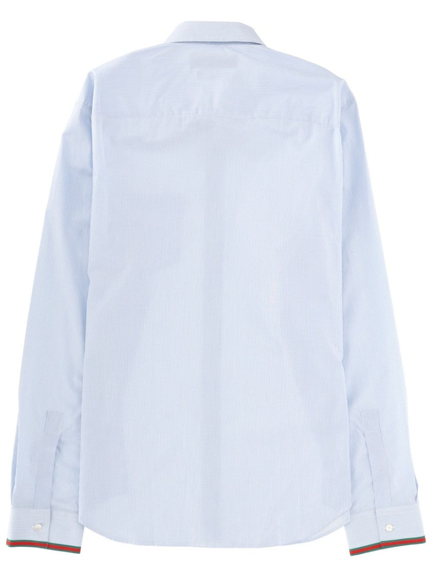 Gucci Contrasting Cuff Striped Cotton Shirt